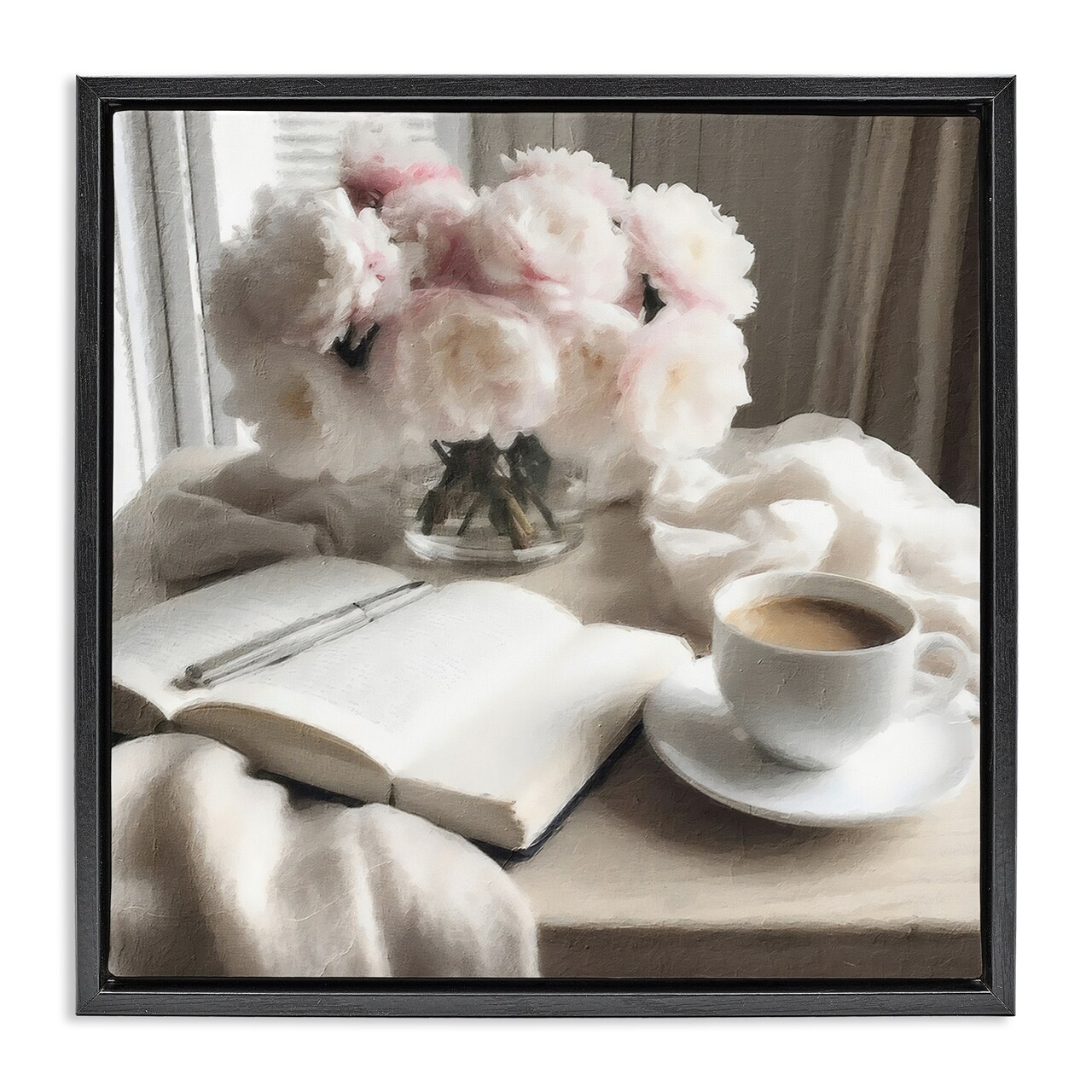Stupell Industries Morning Coffee Journaling Floating Frame, design by Riley B